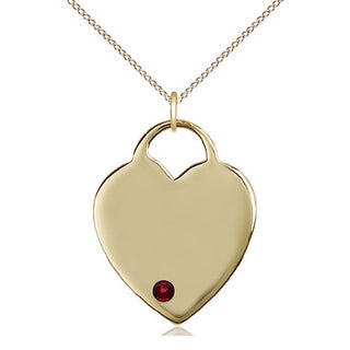 14kt Gold Filled Heart Charm Garnet Swarovski | 18-inch Chain | Engravable