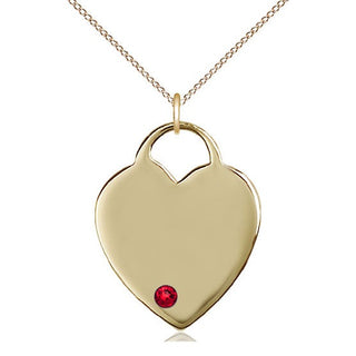 14kt Gold Filled Heart Charm Ruby Swarovski | 18-inch Chain | Engravable