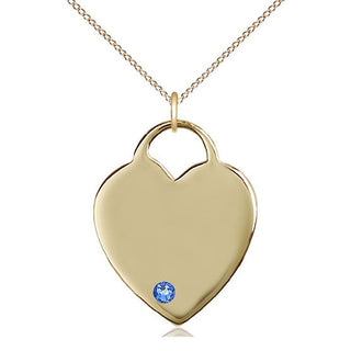 14kt Gold Filled Heart Charm Sapphire Swarovski | 18-inch Chain | Engravable