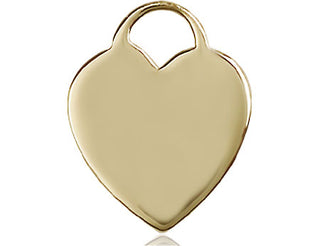 14kt Gold Heart Medal Engraved Catholic Saint Jewelry