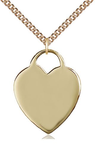 14kt Gold Heart Medal Engraved Catholic Saint Jewelry