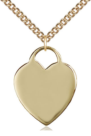 14kt Gold Heart Medal Engraved Catholic Saint Jewelry