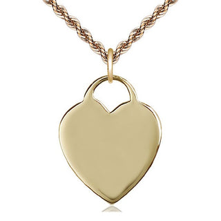 14kt Gold Heart Medal Engraved Catholic Saint Jewelry
