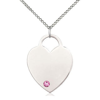 Sterling Silver Heart Charm Rose | 18-inch Chain | Engravable