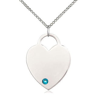 Sterling Silver Heart Charm Zircon | 18-inch Chain | Engravable