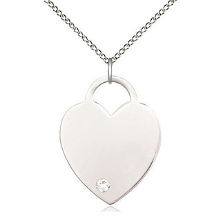Sterling Silver Heart Charm Crystal | 18-inch Chain | Engravable