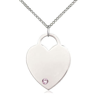 Sterling Silver Heart Charm Light Amethyst | 18-inch Chain | Engravable