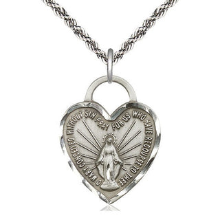 Sterling Silver Miraculous Heart Medal Catholic Jewelry Engraved Catholic Saint Jewelry