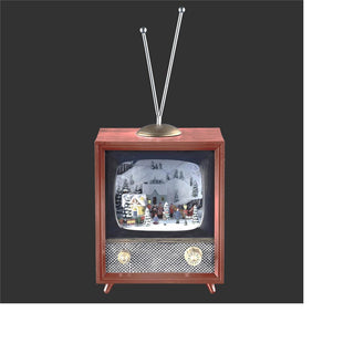 5.75-Inch Lighted Musical Tv Village With Train Rotation