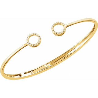 14K Yellow 1/6 CTW Natural Diamond Circle Hinged Cuff 7" Bracelet
