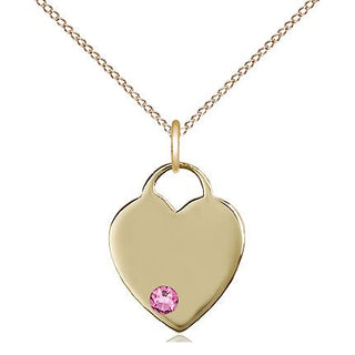 14kt Gold Filled Heart Charm Rose Swarovski | 18-inch Chain | Engravable