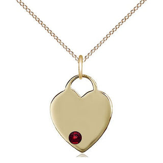 14kt Gold Filled Heart Charm Garnet Swarovski | 18-inch Chain | Engravable