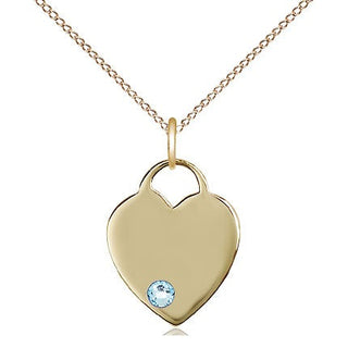 14kt Gold Filled Heart Charm Aqua Swarovski | 18-inch Chain | Engravable