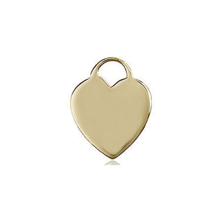 14kt Gold Heart Medal Engraved Catholic Saint Jewelry