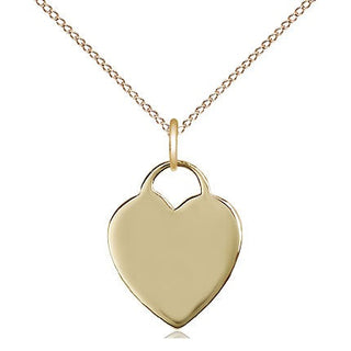 14kt Gold Heart Medal Engraved Catholic Saint Jewelry