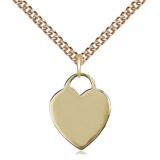 14kt Gold Heart Medal Engraved Catholic Saint Jewelry