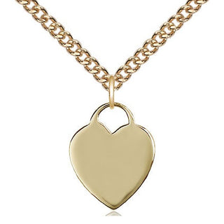 14kt Gold Heart Medal Engraved Catholic Saint Jewelry
