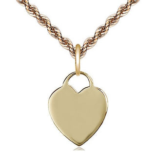 14kt Gold Heart Medal Engraved Catholic Saint Jewelry