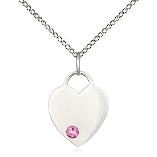 Sterling Silver Heart Charm Rose | 18-inch Chain | Engravable