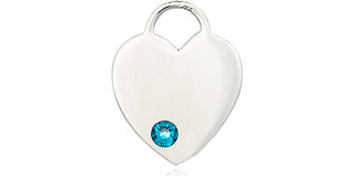 Sterling Silver Heart Pendant with a 3mm Zircon Swarovski stone on an 18-inch Sterling Silver Light Curb Chain Engraved Catholic Saint Jewelry