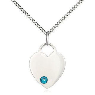 Sterling Silver Heart Charm Zircon | 18-inch Chain | Engravable
