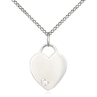 Sterling Silver Heart Charm Crystal | 18-inch Chain | Engravable