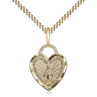 14kt Gold Filled Miraculous Heart Medal Religious Jewelry Engraved Catholic Saint Jewelry