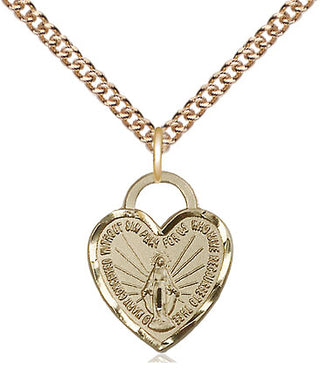 14kt Gold Filled Miraculous Heart Medal Religious Jewelry Engraved Catholic Saint Jewelry