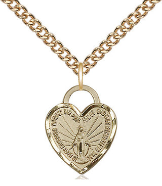 14kt Gold Filled Miraculous Heart Medal Religious Jewelry Engraved Catholic Saint Jewelry