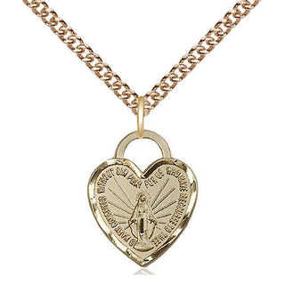 14kt Gold Miraculous Heart Medal Engraved Catholic Saint Jewelry