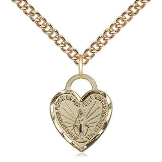 14kt Gold Miraculous Heart Medal Engraved Catholic Saint Jewelry