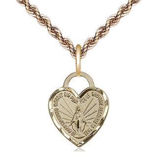 14kt Gold Miraculous Heart Medal Engraved Catholic Saint Jewelry