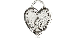 Sterling Silver Miraculous Heart Medal Engraved Catholic Saint Jewelry
