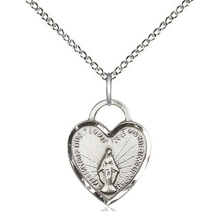 Sterling Silver Miraculous Heart Medal Religious Jewelry Engraved Catholic Saint Jewelry