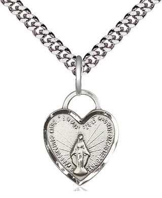 Sterling Silver Miraculous Heart Medal Religious Jewelry Engraved Catholic Saint Jewelry
