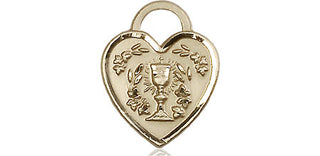 14kt Gold Filled Communion Heart Medal Engraved Catholic Saint Jewelry