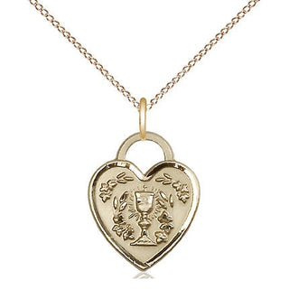 14kt Gold Filled Communion Heart Medal Religious Jewelry Engraved Catholic Saint Jewelry