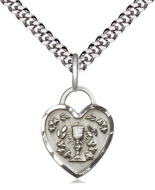 Sterling Silver Communion Heart Medal | Medium | Engravable