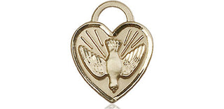 14kt Gold Filled Confirmation Heart Medal Engraved Catholic Saint Jewelry