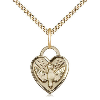 14kt Gold Filled Confirmation Heart Medal Religious Jewelry Engraved Catholic Saint Jewelry