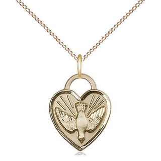 14kt Gold Filled Confirmation Heart Medal Religious Jewelry Engraved Catholic Saint Jewelry
