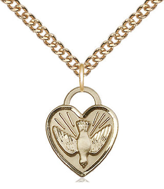 14kt Gold Filled Confirmation Heart Medal Religious Jewelry Engraved Catholic Saint Jewelry