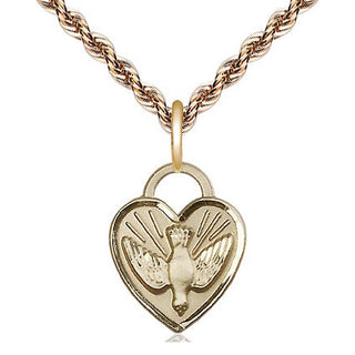 14kt Gold Filled Confirmation Heart Medal Religious Jewelry Engraved Catholic Saint Jewelry