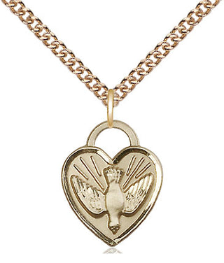 14kt Gold Confirmation Heart Medal Engraved Catholic Saint Jewelry