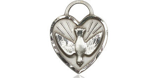 Sterling Silver Confirmation Heart Medal Engraved Catholic Saint Jewelry