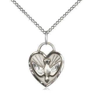 Sterling Silver Confirmation Heart Medal Religious Jewelry Engraved Catholic Saint Jewelry