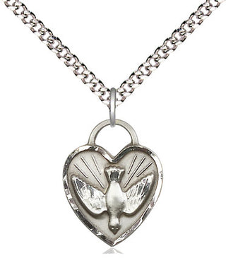 Sterling Silver Confirmation Heart Medal Religious Jewelry Engraved Catholic Saint Jewelry