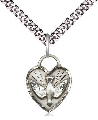Sterling Silver Confirmation Heart Medal Religious Jewelry Engraved Catholic Saint Jewelry