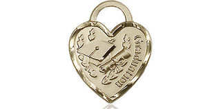 14kt Gold Filled Graduation Heart Medal Engraved Catholic Saint Jewelry