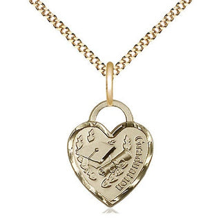 14kt Gold Filled Graduation Heart Medal Religious Jewelry Engraved Catholic Saint Jewelry